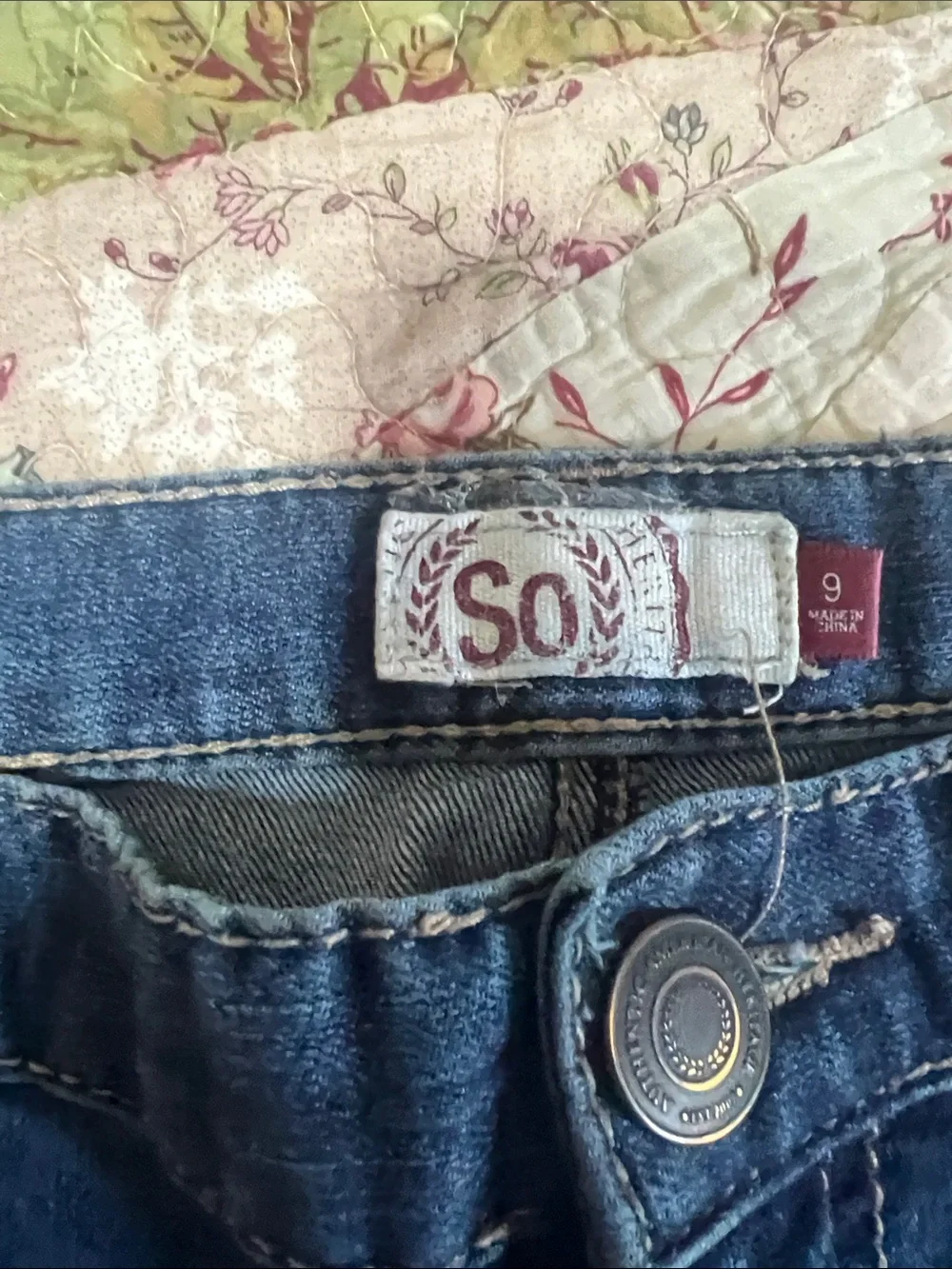 SO Women's Skinny Distressed Dark Blue Jeans